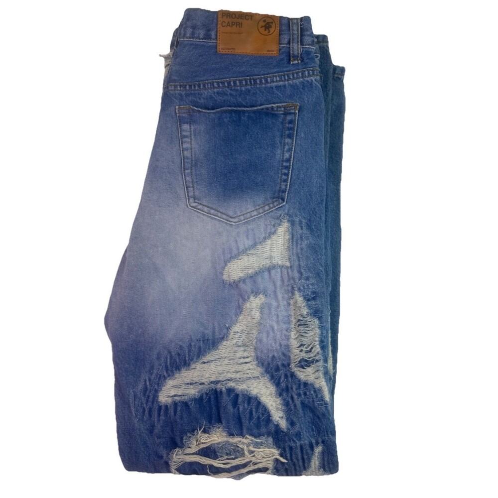 Project Capri Distressed Denim jeans Y2K Street Wear Ripped jeans Size 32X32 men